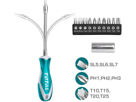 Schraubendreher mit flexiblem Schaft und Spitzen, 12er-Set, CrV - DE und BG Dicht GmbH
