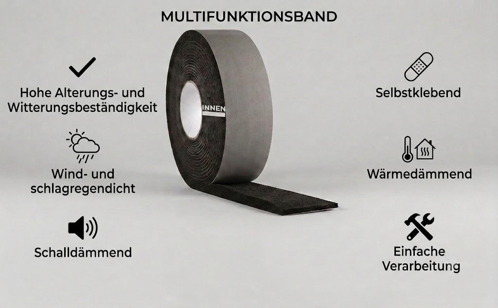Multifunktionsdichtband 65/15-30 mm, schwarz, 3m