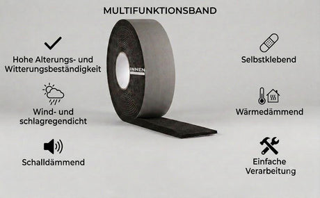 Multifunktionsdichtband 65/15-30 mm, schwarz, 3m