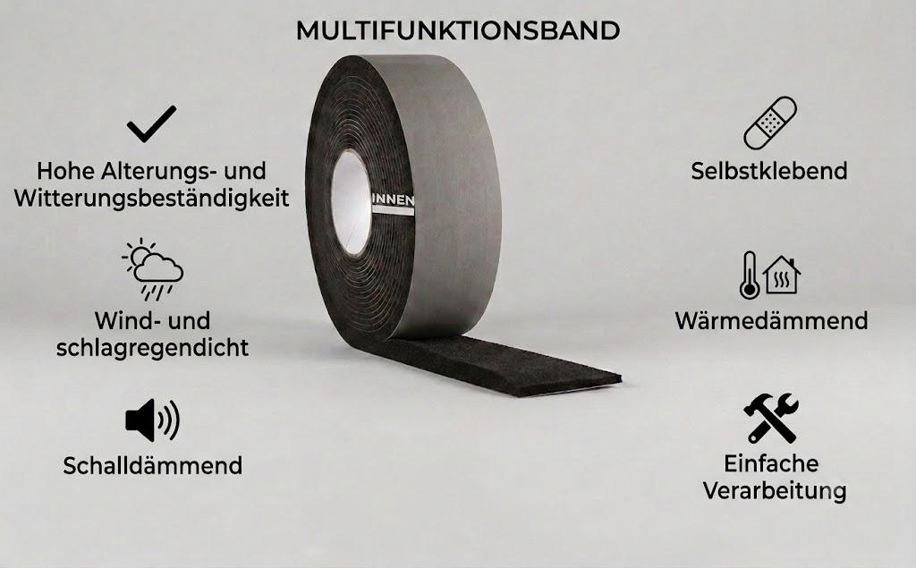 Multifunktionsdichtband 77/15-30 mm, schwarz, 3m - DE und BG Dicht GmbH