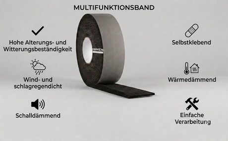 Multifunktionsdichtband 77/15-30 mm, schwarz, 3m - DE und BG Dicht GmbH