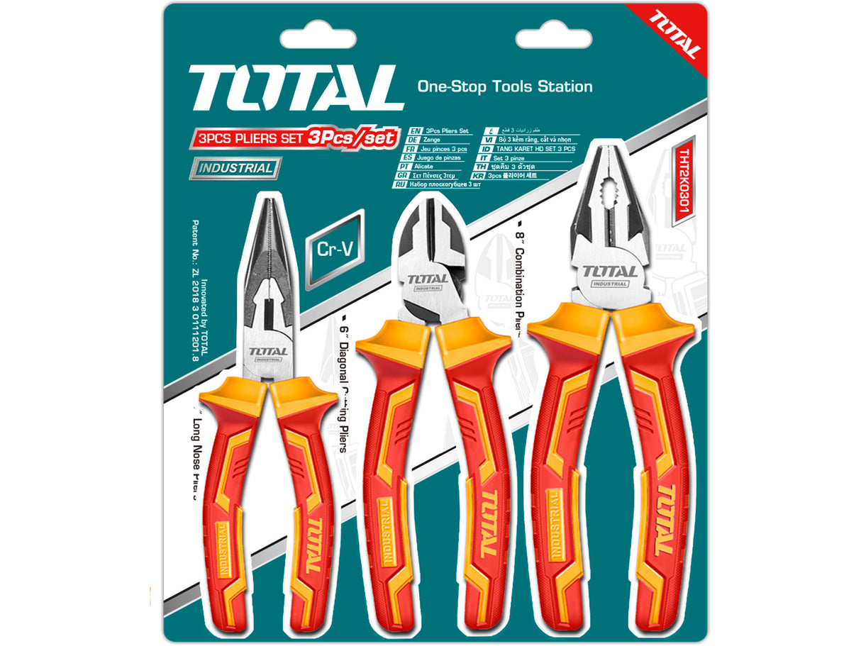 Total Elektrikerzange, 3er-Set, Industrie, 1000 V, CrV - DE und BG Dicht GmbH